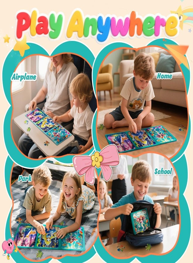Flamax 3-in-1 Magnetic Puzzles for Toddlers 3-5 Girls, 42/49/56 Pieces Mermaid & Princess Magnet Puzzle Book, Magnet Puzzle for Kids Ages 4-6, Magnetic Puzzles for Toddlers 3-5 - Image 3